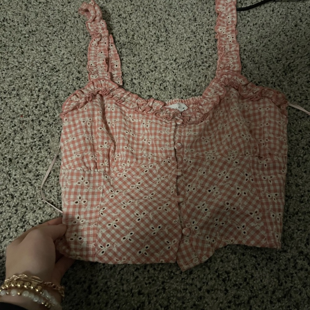 pink floral tank top